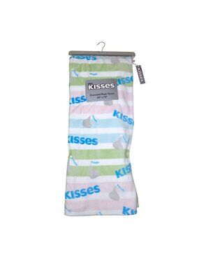 Hersheys Kisses Oversized Plush Throw Blanket 60" x 70" Pastel Stripes & Logo